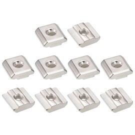 sourcing map T Nuts, 50pcs - Nickel Plated Carbon Steel T Slot Bolts, 3030 Series M5 Hammer Head Fastener, Sliding T Nuts for Aluminum Extrusion Profile (Silver)