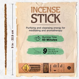 8 pcs Wildly Harvested Thick - Natural Citronella with Orange Incense Sticks, 9” Long - Eco Friendly,Non Toxic Incense Sticks (1hr Burning Time) to Heal & Purify Your Body & Surroundings