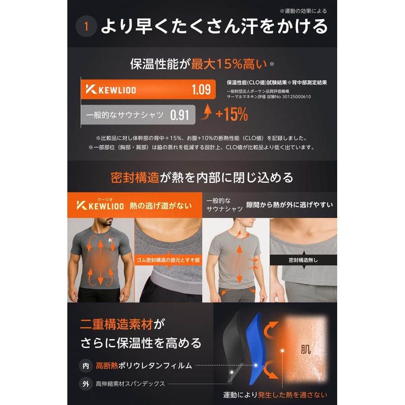 Kewlioo Sauna Shirt, Sauna Suit, HEATHER GREY, 2 XL