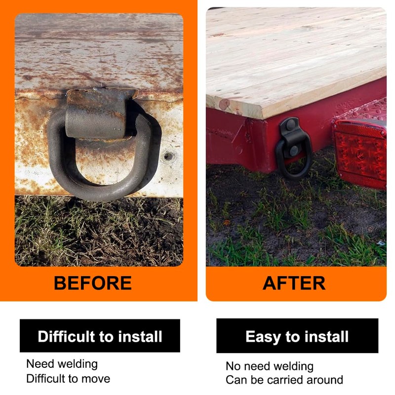 6PCS Heavy Duty 1/2" Trailer D Ring Tie Down Anchors