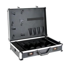 Professional Barber Case, Barber Supplies Bag Hair Kit Organizer Storage Portable Hair Stylist Travel Case Barber Tool Kits Organizer Storage Box with Handle & Secure Numlock (Black+White)