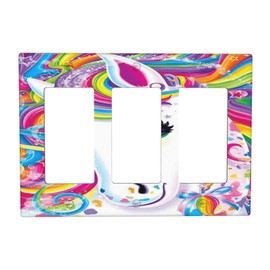 Colorful Rainbow Unicorn Triple Rocker Wall Plate Decorative 3 Gang Decora Light Switch Cover GFCI Electrical Faceplate Outlet Cover Wallplate for Bathroom Home Decor