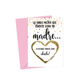 Spanish Pregnancy Scratch Off Card for Madre, Pregnancy Announcement Card for New Abuela From Daughter or Son, Reveal Card for Mom (Madre)