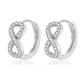 Sterling Silver Hoop Earrings for Women Girls, Small Infinity Huggie Hoop Cubic Zirconia Earrings Jewellery Gifts for Birthday Wedding Christmas