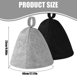 2pcs Sauna Hats, Felted Sauna Hat Banya Sauna Cap Steam Russian Sauna Cap Felt Sauna Hat Set Steam Bath Shower Sauna Accessories Universal for Women Men (Grey&Black)