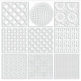 Springen Stencils for Crafts Geometric Stencils, Leopard Brick Dot Layering Stencils Mixed Media Art Texture Stencils for Painting on Card Making Canvas DIY Crafts Furniture Paper (9), white