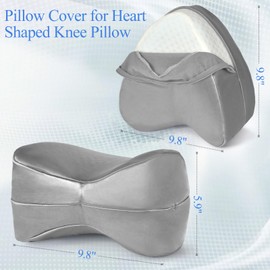 Zelimun Knee Pillow Case 24 x 24 x 10 cm, Leg Pillow Knee Pillow Cover Replacement, Contour Cushion Cover for Heart Shaped Knee Pillow (Grey)