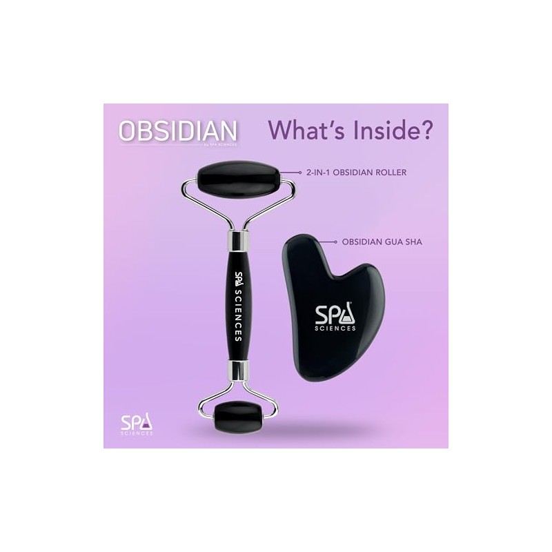SPA SCIENCES - Obsidian Roller & Gua Sha - Black