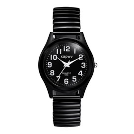 Automatic Mechanical Steel Wristwatch Waterproof Watch: Women's Men's Elastic Strap Easy to Read Dial Simple Watch Black Arabic Numeral Watch Simulation Quartz Student Popular Black, Black Dial -