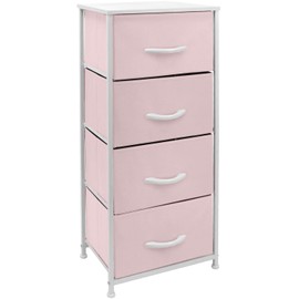 Sorbus Dresser Storage Tower, Organizer Drawers for Closet Boys & Girls Bedroom, Bedside Furniture, Chest for Home, College Dorm, Steel Frame, Wood Top, Fabric Bins(Pink)