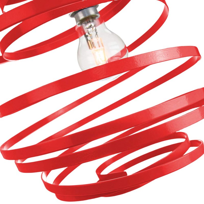 Modern Designer Vibrant Red Gloss Metal Double Ribbon Spiral Swirl