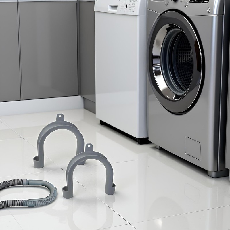2Pcs Gray Plastic U-Shape Washing Machine Drain Hose Holder -