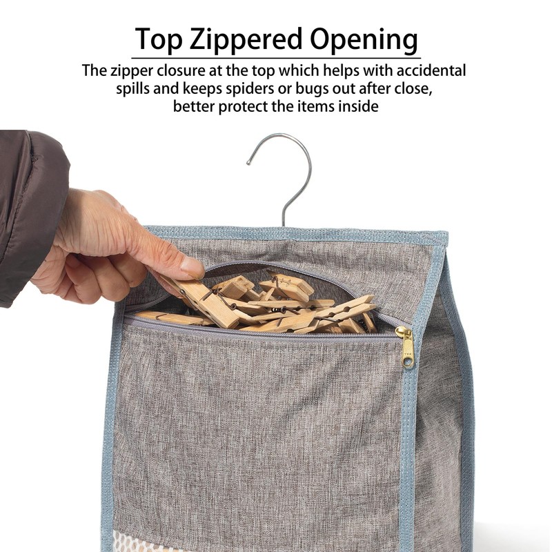 Laundry Clothespin Bag for Clothesline Outdoor, Clothes pin Bag with