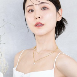 DuoDiner Women's Necklace, Pearl, 14K Gold, Stainless Steel Necklace, Hypoallergenic, Double Layer, Casual, Jewelry, Wedding, Graduation Ceremonies, Receptions, Synthetic Pearl, No Gemstone