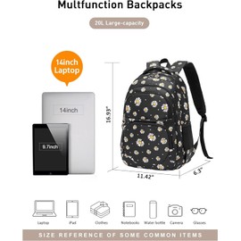 Createy Girls Backpack, Daisy Backpack for Girls School Bags Elementary Bookbags Primary School Backpack Kids Backpack with Lunch Box and Pencil Case