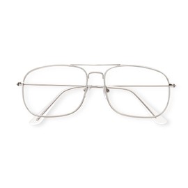 Kelens Glasses without prescription for men and women, metal frame, clear lens, nerd glasses, retro square fake glasses, decorative glasses, silver
