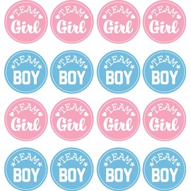Pink and Blue Gender Reveal Party Stickers - 100 Count, Team Boy and Team Girl Voting Labels for Baby Shower and Gender Reveal Decorations