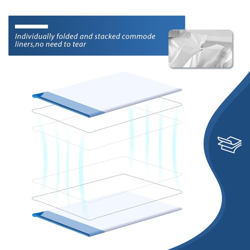Commode Liners, 100 Bedside Commode Liners Disposable, Leak Proof Commode