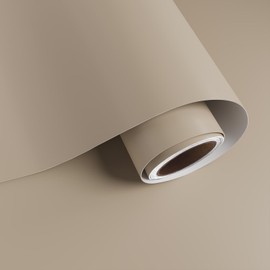VaryPaper 15.7''x315'' Matte Beige Brown Peel and Stick Wallpaper Solid Color Brown Contact Paper for Cabinets Waterproof Self Adhesive Furniture Vinyl Wrap Removable Wallpaper for Bedroom Walls