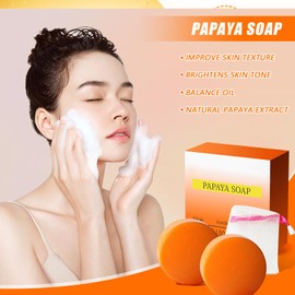 Papaya Soap - Gentle Cleansing for Oily and Sensitive Skin, Improved Texture and Even Tone, Natural Papaya Whitening Soap for Sensitive Skin, 2 x 100g