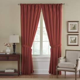 Elrene Home Fashions Versailles Faux-Silk Room-Darkening Curtain Panel, Blackout Curtain with Rod Pocket, 52 Inches by 108 Inches, Red, 1 Panel