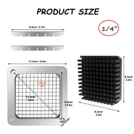 KELEYU 1/4‘’Replacement Chopper Blade,Commercial Vegetable Chopper Dicer Stainless Steel Blade and Pusher Block for Fruit Cutting Machine Tomato onion French Fries Cutter