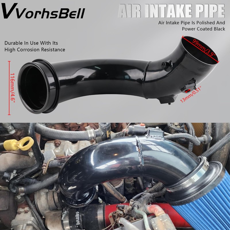 VVORHSBELL Cold Air Intake Pipe Kit w/Filter Compatible with 2007.5-2012