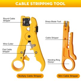trophable Network Tool Kit, 12 in 1 Professional RJ45 Crimp Tool Kit Pass Through Crimper RJ45 Tester 110/88 Punch Down Tool Stripper Cutter Cat6 Pass Through Connectors and Boots