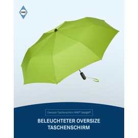 FARE Oversized Pocket Umbrella Skylight - Effective Umbrella with LED Interior Lighting and Hanging Function, lime