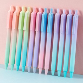 WINK Fine Point Gel Pens Retractable 12ct Black Ink Pen 0.5mm Fine Tip Comfort Grip Smooth Writing with Aesthetic Gradient Color Barrel for Journaling Note-Taking Sketching No Bleed & Smear