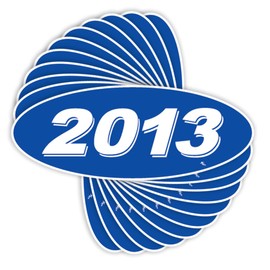 Versa-Tags Versa Tags 2013 Oval Model Year Car Dealer Window Stickers Proudly Made in The USA Versa Oval Model Windshield Year Stickers are Blue and White in Color Come Twelve (12) to A Pack