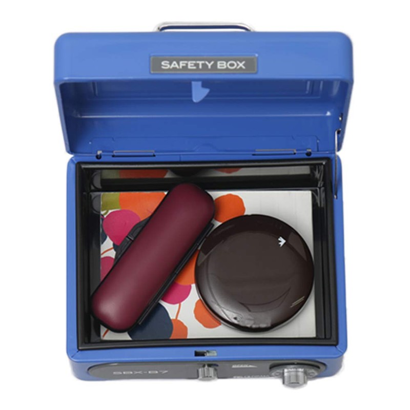 アイリスオーヤマ 金庫 手提げ金庫 ダイヤル式 ダブルロック B7 コンパクト SBX-B7 ブルー