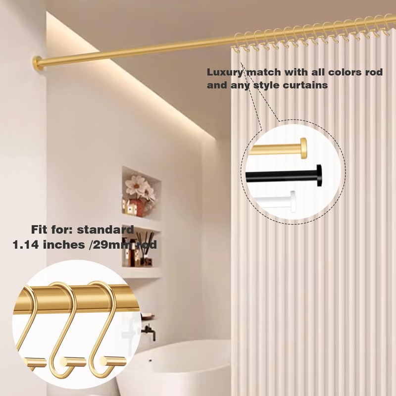 Gracelife Shower Curtain Hooks,Set of 12 Rust Resistant Metal Shower