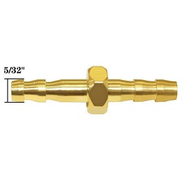 Joywayus Brass Hose Barb 5/32" ID Hex Union Brass Hose Fitting Water/Fuel/Air(Pack of 5)