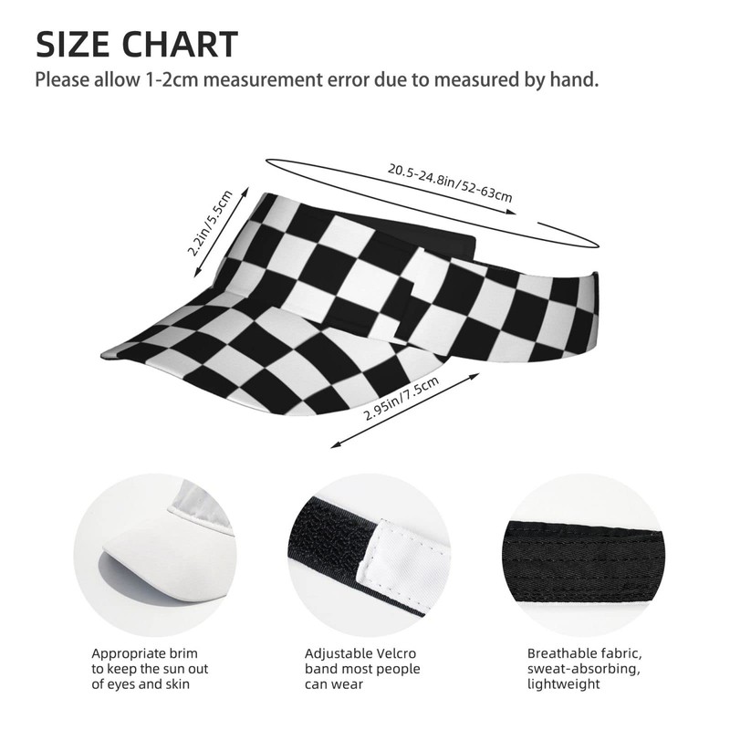 SEPTYK Summer Unisex Sun Visor Hat - Black White Race
