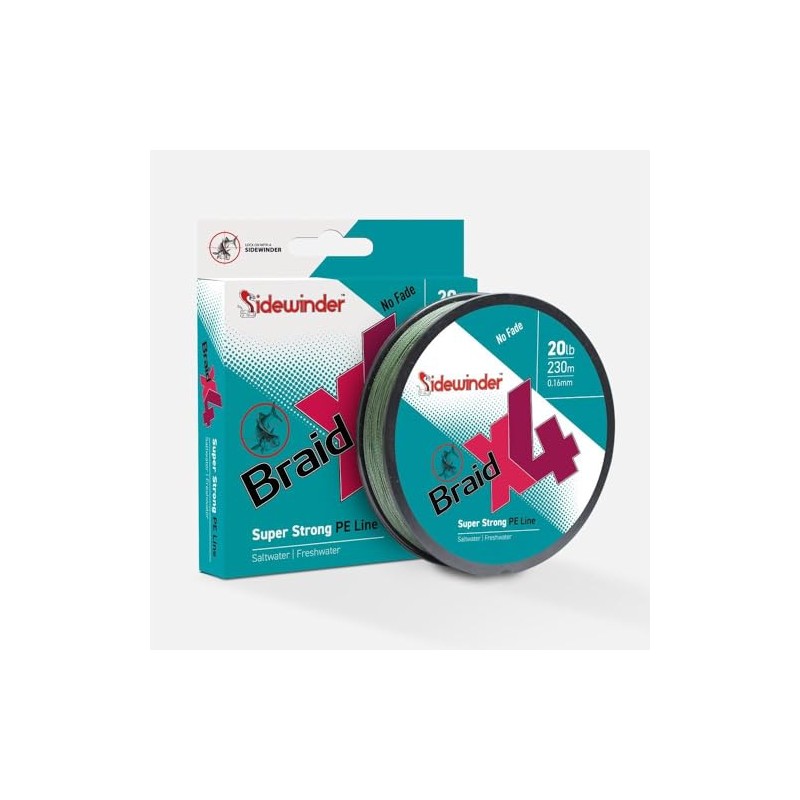 Sidewinder Braid X4 PE Line 250 yard Spool: 30lb -