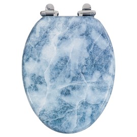 Angol Shiold Elongated Toilet Seat Molded Wood Toilet Seat with Quietly Close and Quick Release Hinges, Easy to Install also Easy to Clean (Elongated, Blue Marble)