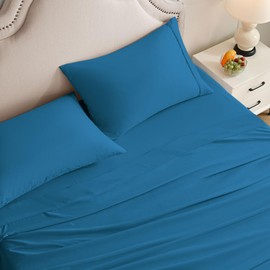 Swiftify Twin Sheets Set, 3 Pieces Hotel Luxury Soft Microfiber Bed Sheets Set, Up to 16" Deep Pockets, Oeko-Tex Sheets with Elastic, Breathable, Wrinkle Free (Peacock Blue,Twin)