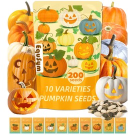 200+ Pumpkin Seeds for Planting - 10 Variety Jack Be Little, Jack O Lantern, Sugar Pie, Blue Jarrahdale, Baby Boo, Great for Halloween Pumpkin Seed for Indoor & Outdoor, Non GMO Seed Collection