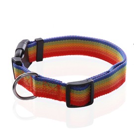 Adjustable Nylon Dog Collar, pet Collar 1 Inch 3/4 Inch 5/8 Inch Wide, for Large Medium Small Dogs (S(5/8" x 12-17.5"), Rainbow)