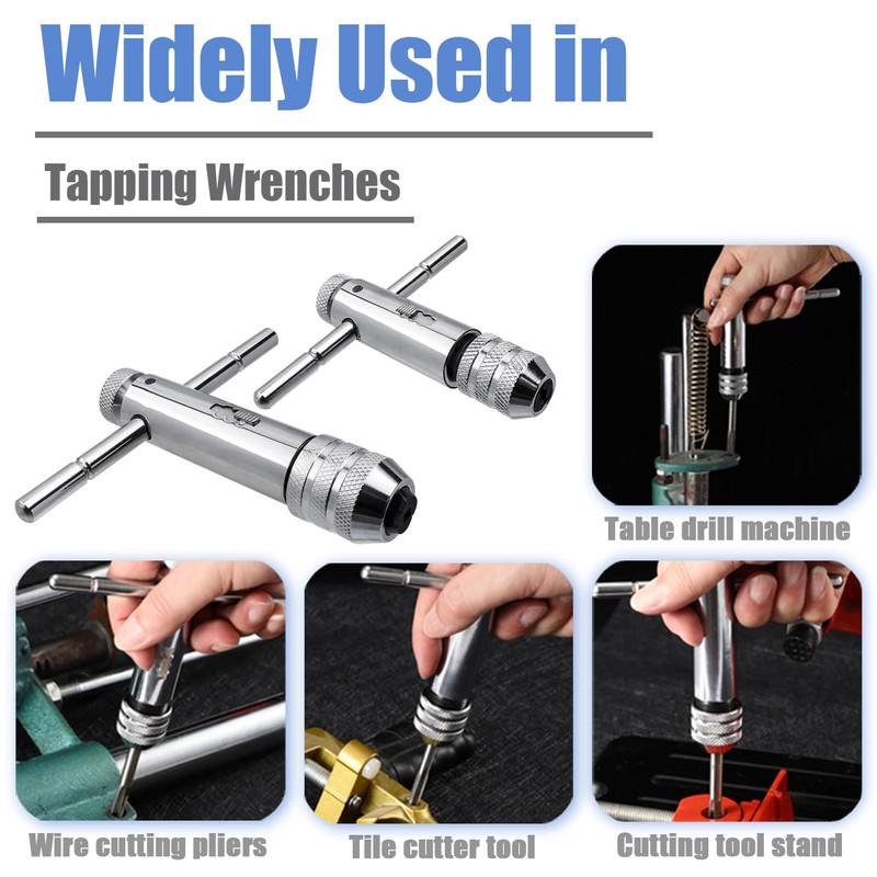 Mesee 2 Pieces T-Handle Ratchet Tap Wrench Set, Adjustable Ratcheting