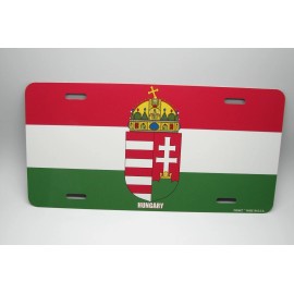 DIGIART INTERNATIONAL HUNGARY HUNGARIAN FLAG COAT OF ARMS Metal Novelty Car License Plate Auto Tag