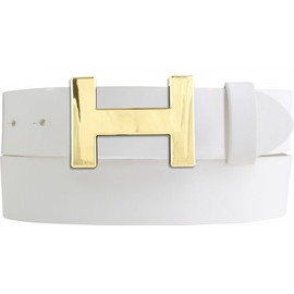 BELTINGER Henry Designer Belt Made of Full Cowhide Leather, 4 cm, Elegant Leather Belt for Men and Women, 40 mm, Shiny Gold, White, Gold