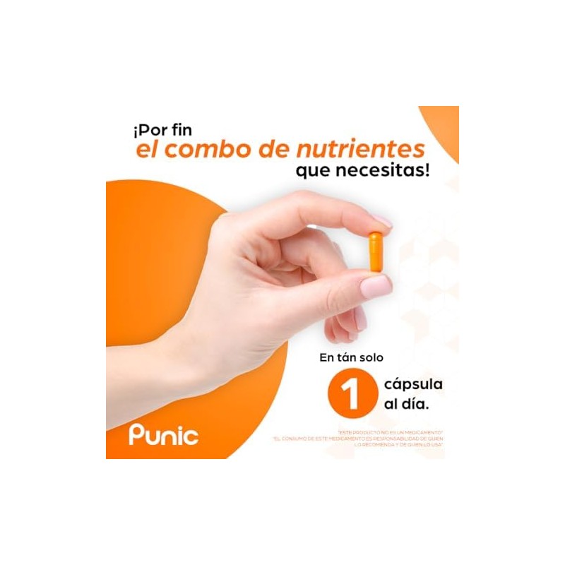 Punic 30 cápsulas de Vitamina C Vitamina D3 Jengibre Curcuma