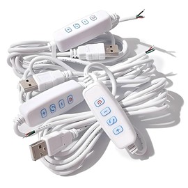 White DC5V USB LED Dimmer Adapter, LED Dimming Controlle Extension Cable with On/Off Switch r for LED Light Bulb Lamps USB-Port Power Cable