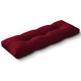 Wellsin Indoor/Outdoor Bench Cushion, Waterproof Patio Bench Seat Cushion with Non-Slip Bottom, Tufted Bench Cushions for Indoor/Outdoor Furniture, 42x16x4 inch, Burgundy