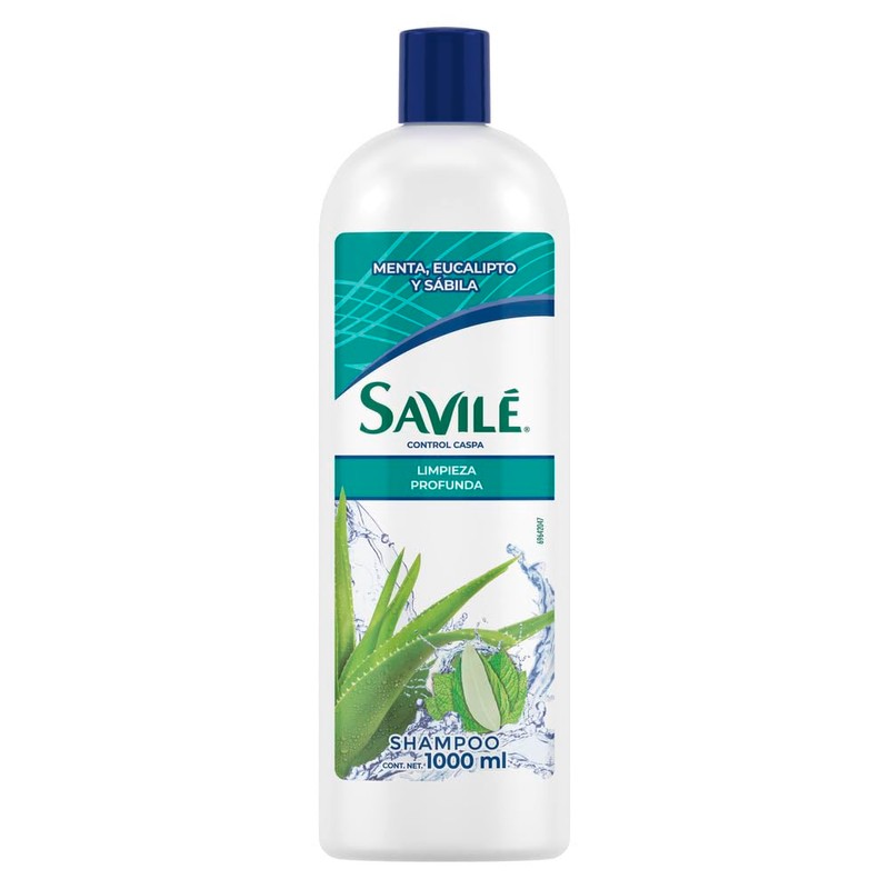 Savilé Shampoo Menta y Eucalipto, Blanco, 1000 ml