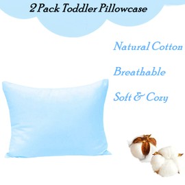 Baby Pillowcase - Plain Pillow Cases, Toddler Pillows 100% Cotton Pillowcases - 2 Pack Baby Pillow Cover for Boys & Girls Bedding, Kids Travel Pillowslip 40 x 60cm, Infant Pillowcase - Crib Bed