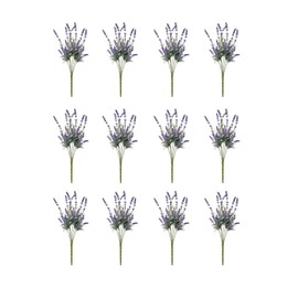 Serene Spaces Living 12 Bundles of 4 Inch Artificial Lavender Stems, False Plastic Purple Flowers, Faux Lavender Flower Decorations for Home Decor, Wedding, Kitchen, Porch, Floral Arrangements