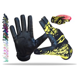 Disc Golf Gloves Ultimate Frisbee - Gripz Grip Palm Friction Fingers Lightweight Breathable Light Men Adult Premium Enhance Non-Slip Pair Leather Stretch Warm (Black - Yellow, Adult Medium)